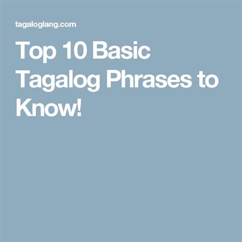 Top 10 Basic Tagalog Phrases to Know.